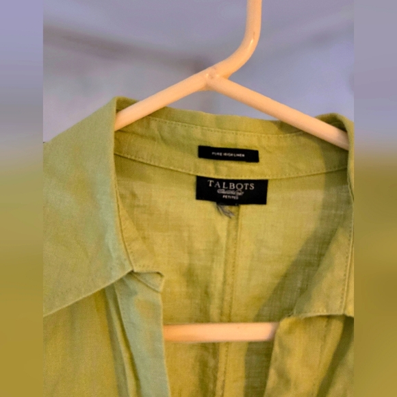 Talbots Chartreuse Green Button-down Shirt - Picture 3 of 5